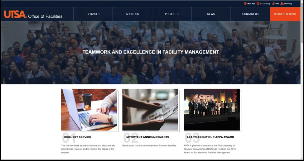 Facilities new website – home page title=