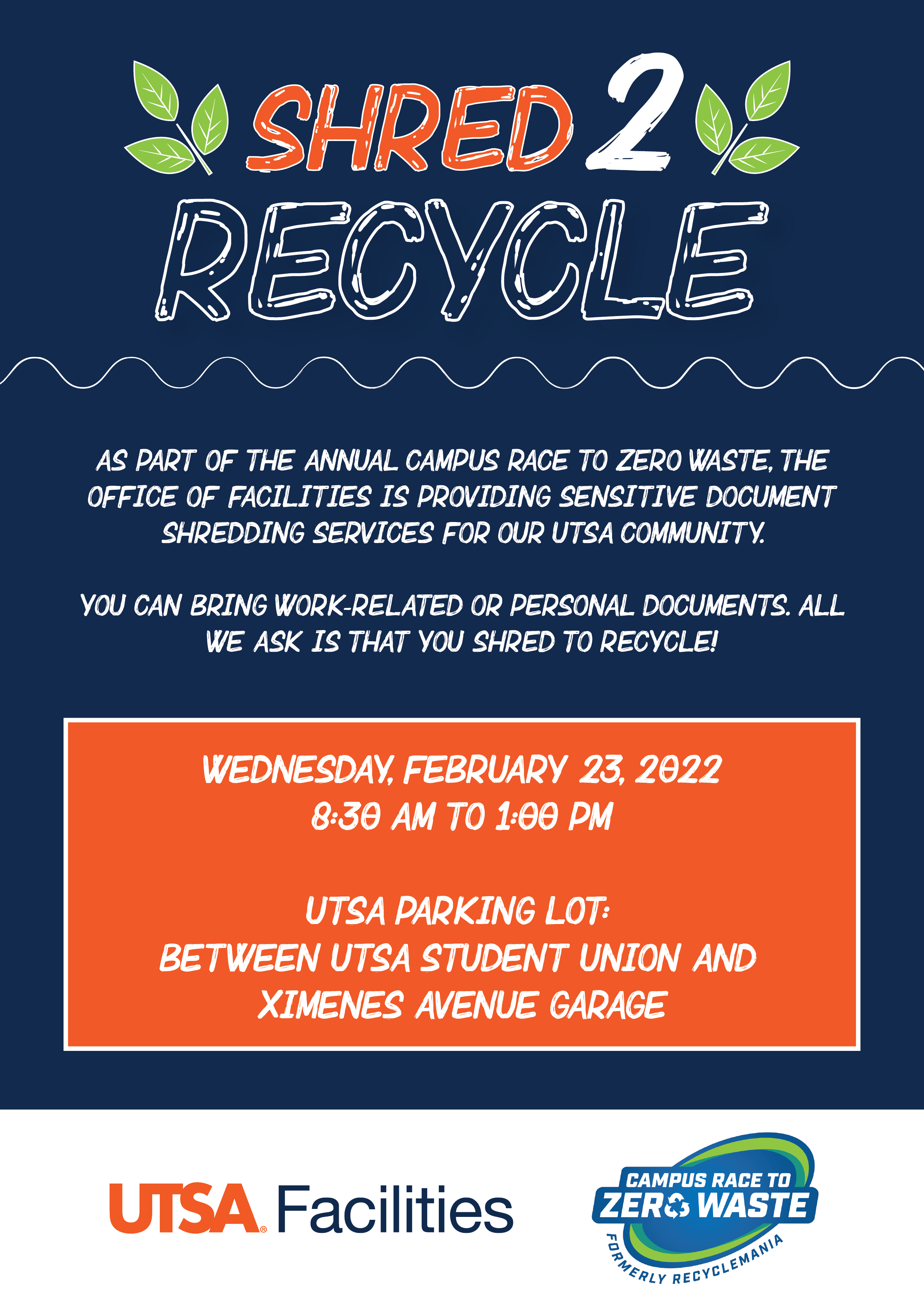 Mark Your Calendars, Shred 2 Recycle Is Back! – UTSA Facilities